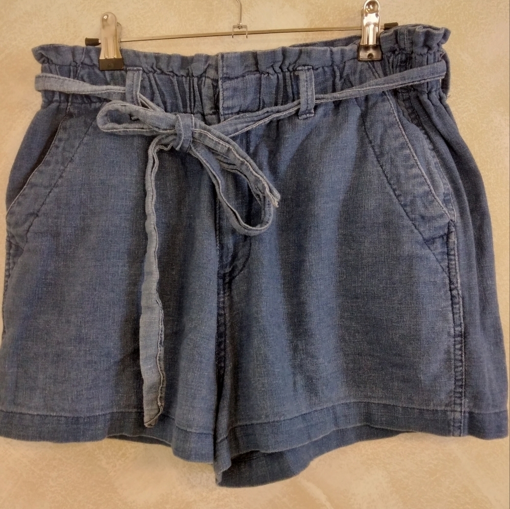Universal Thread Linen Blend Blue Paper bag Shorts